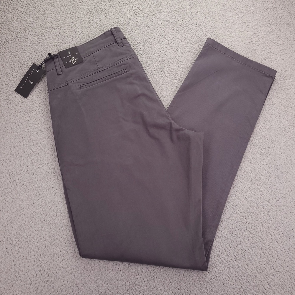 AMERICAN TALL Pants Mens Size 38x36 J1 Straight Fit Gray Chino Cotton Blend NEW